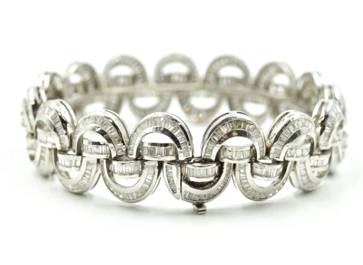 Baguette Diamond 15.00 Carats Bracelet 18k White Gold