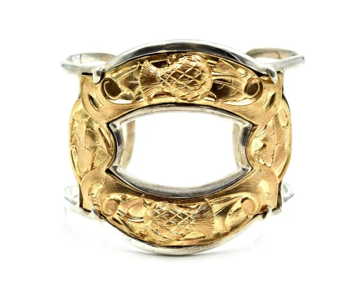 Barry Brinker Sterling Silver and Gold Vermeil Vintage Cuff Bracelet