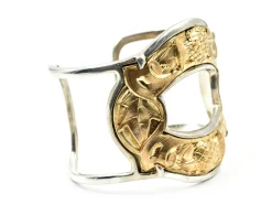 Barry Brinker Sterling Silver and Gold Vermeil Vintage Cuff Bracelet