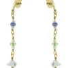 Beau Soleil 18/22 Karat Yellow Gold Pearl, Tourmaline, and Sapphire Drop Earrings
