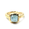 Blue Tourmaline 14k Yellow Gold Hammered Ring