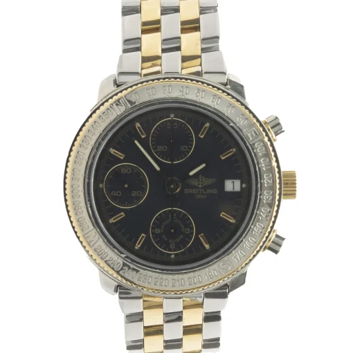 Breitling Black Stainless Steel & 18 Karat Yellow Gold Astromat Longitude