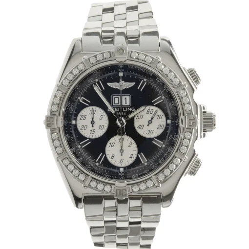 Breitling Stainless Steel Crosswind with Custom Set Diamond Bezel