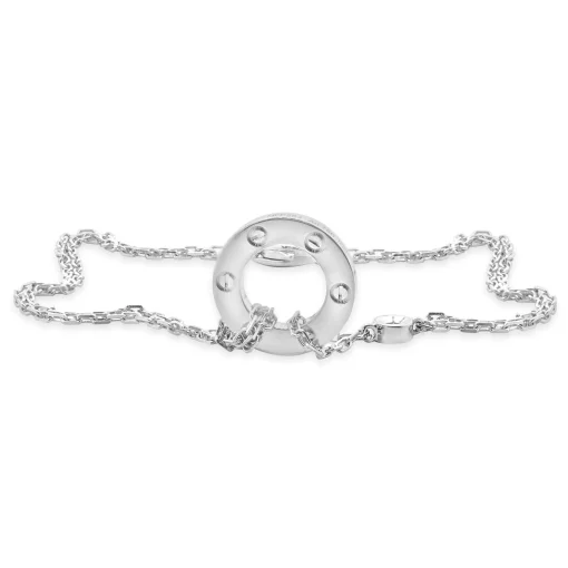 Cartier 18 Karat White Gold Diamond Love Circle Necklace