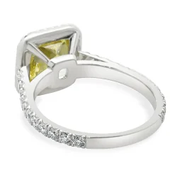 Cartier Platinum Fancy Intense Yellow Cushion Cut Diamond Engagement Ring