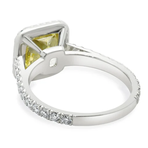 Cartier Platinum Fancy Intense Yellow Cushion Cut Diamond Engagement Ring