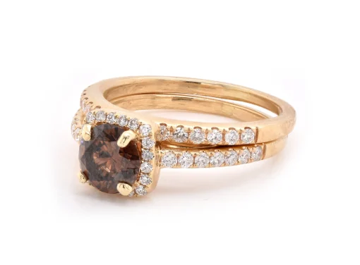 0.9 Ct 14 Karat Yellow Gold Diamond Wed Set