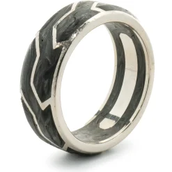 David Yurman 18 Karat White Gold Forged Carbon 8MM Band