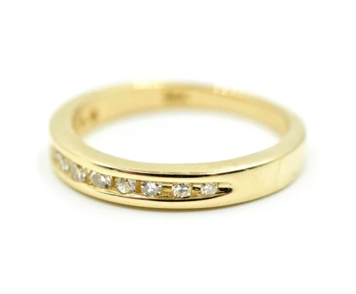 Diamond Channel Set Wedding Band 14k Yellow Gold