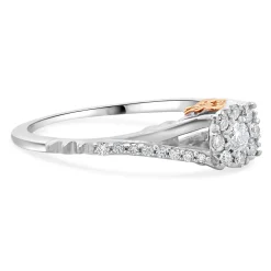Disney 10 Karat Two Tone Diamond “Rose” Engagement Ring