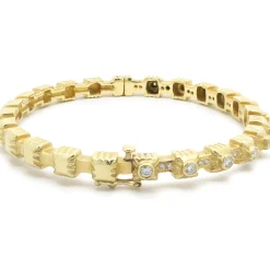 Doris Panos 18 Karat Yellow Gold Diamond Bangle Bracelet