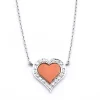 Fred 18 Karat White Gold Coral and Diamond Heart Necklace