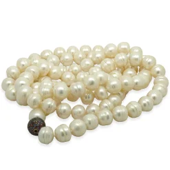 Freshwater Rose Baroque Pearl Necklace with Sterling Silver Gemstone clasp