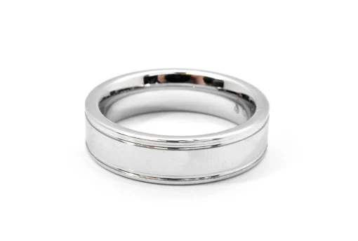 Gents Tungsten Grooved Wedding Band Size 9