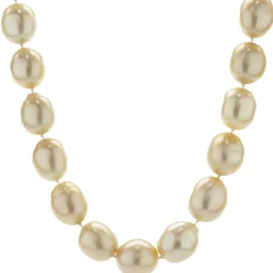 Golden Pearl Necklace with 14 Karat Yellow Gold Ball Clasp