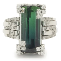 Green Tourmaline and Diamond Cocktail Ring