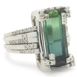 Green Tourmaline and Diamond Cocktail Ring