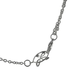 Hera Sterling Silver and 18 Karat Rose Gold Station Necklace with Diamond Leaf Ball