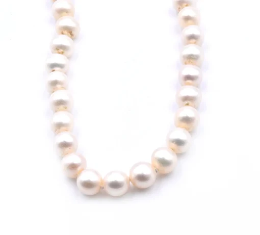 Ivory Semi Round Pearl Strand Necklace with 14 Karat Yellow Gold Clasp