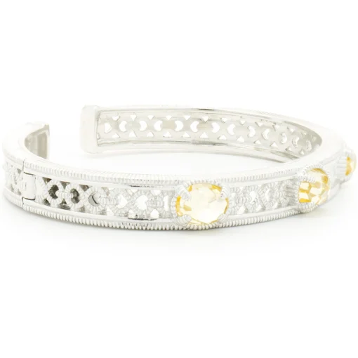 Judith Ripka Sterling Silver Lemon Quartz Cuff Bracelet