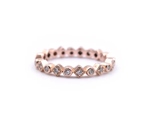 14K Rose Gold Diamond Band