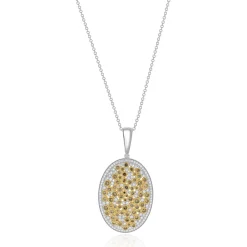 14k Two Tone Chocolate and White Diamond Oval Pendant Necklace