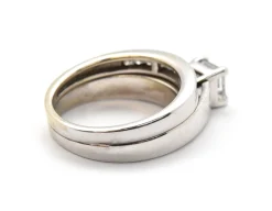14k White Gold And 0.75ct Princess Diamond Wedding Set 0.55cttw