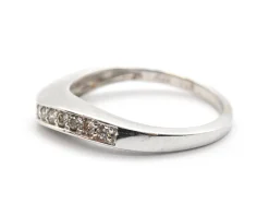 14k White Gold And 0.24cttw Diamond Wave Band Ring Size 6.75