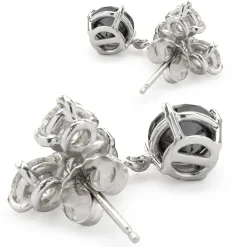 14k White Gold Black and White Diamond Dangle Earrings