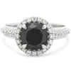 14k White Gold Black Diamond Engagement Ring