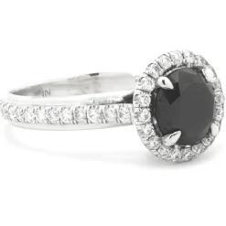 14k White Gold Black Diamond Engagement Ring