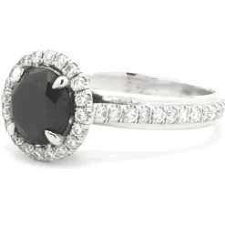 14k White Gold Black Diamond Engagement Ring
