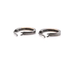 18k White Gold Black Rhodium Diamond Huggie Earrings