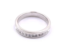 14k White Gold Channel Set Princess Cut Diamond Band