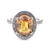 14k White Gold Cognac Sapphire and Diamond Ring
