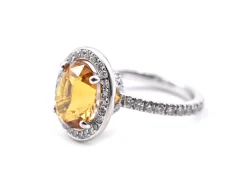 14k White Gold Cognac Sapphire and Diamond Ring
