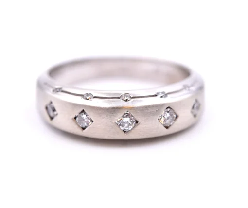 14k White Gold Contemporary Diamond Band