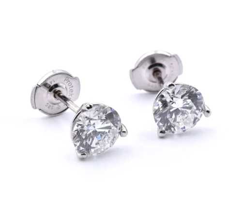 14k White Gold 2.08cttw Diamond Stud Earrings
