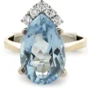 14k White Gold Diamond and Aquamarine Ring