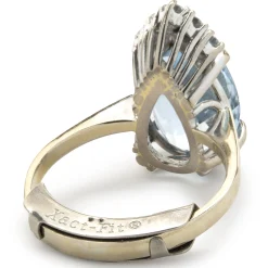 14k White Gold Diamond and Aquamarine Ring