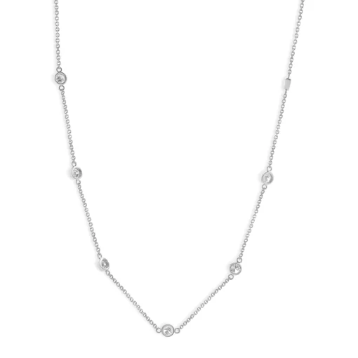 14k White Gold Diamond By The Yard Necklace