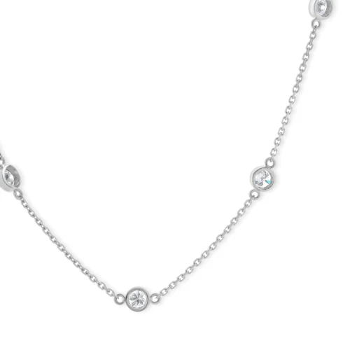 14k White Gold Diamond By The Yard Necklace