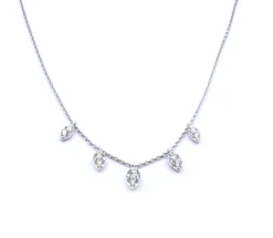 14k White Gold Diamond Dangle Necklace