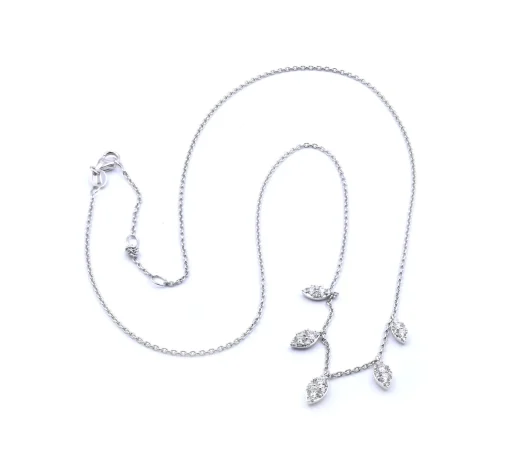 14k White Gold Diamond Dangle Necklace