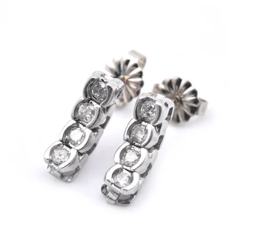 14k White Gold Diamond Dangle Earrings