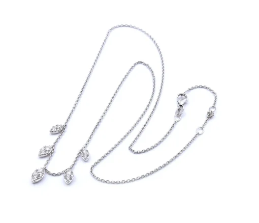14k White Gold Diamond Dangle Necklace