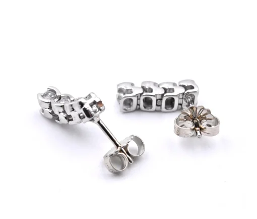14k White Gold Diamond Dangle Earrings