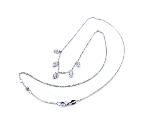 14k White Gold Diamond Dangle Necklace