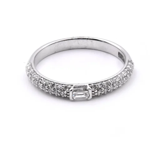 14k White Gold Diamond Wedding Band