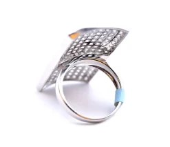 18k White Gold Full Finger Rectangle Pave Diamond Ring